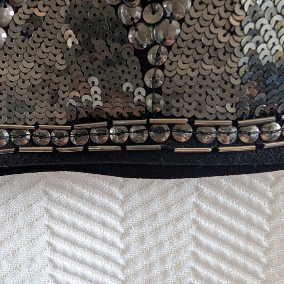 Club Monaco Embellished Black Mini Skirt Size 12 Beaded Sequined Pearl Details - Picture 9 of 12
